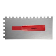 Гладилка стальная, 280 x 130 мм, зеркальная полировка, пластмастмассовая ручка, зуб 10 x 10 мм Matrix