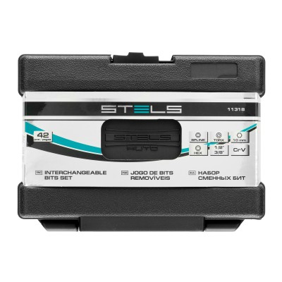 Набор бит HEX, Torx , SPLine, хвостовик-шестигранник 1/2, CrV, 42 шт. Stels Набор бит HEX, Torx , SPLine, хвостовик-шестигранник 1/2, CrV, 42 шт. Stels