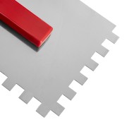 Гладилка стальная, 280 x 130 мм, зеркальная полировка, пластмастмассовая ручка, зуб 10 x 10 мм Matrix