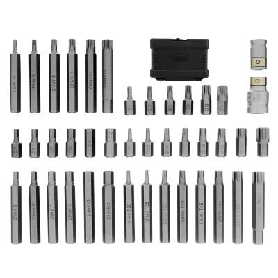 Набор бит HEX, Torx , SPLine, хвостовик-шестигранник 1/2, CrV, 42 шт. Stels Набор бит HEX, Torx , SPLine, хвостовик-шестигранник 1/2, CrV, 42 шт. Stels
