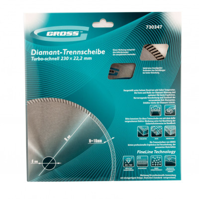 Диск алмазный, 230 х 22.2 мм, турбо, сухая резка Gross Диск алмазный, 230 х 22.2 мм, турбо, сухая резка Gross