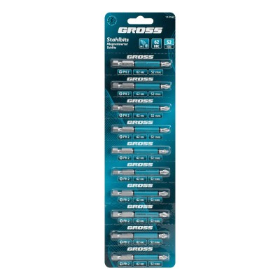 Бита PH2х70мм, сталь S2, кругл., отрывн., 10 шт. Gross Бита PH2х70мм, сталь S2, кругл., отрывн., 10 шт. Gross