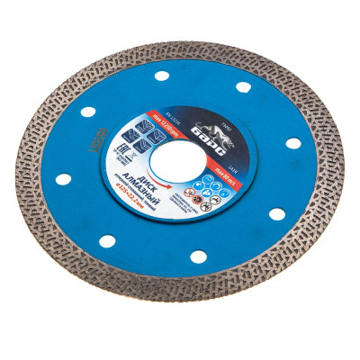Диск алмазный, сплошной 125 х 22.2 мм, тонкий, сухая/мокрая резка Барс Диск алмазный, сплошной 125 х 22.2 мм, тонкий, сухая/мокрая резка Барс
