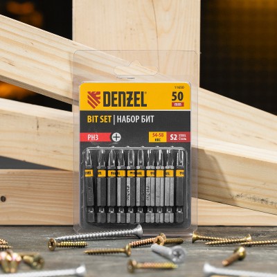 Бита PH3х50, сталь S2, шестигранный профиль, 10 шт. Е 6,3 Denzel Бита PH3х50, сталь S2, шестигранный профиль, 10 шт. Е 6,3 Denzel