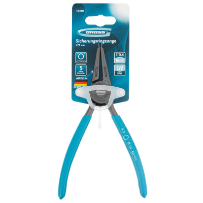 Съемник, 175 мм, для внешних стопорных колец (19-60 мм), прямые губки (разжим) Gross Съемник, 175 мм, для внешних стопорных колец (19-60 мм), прямые губки (разжим) Gross