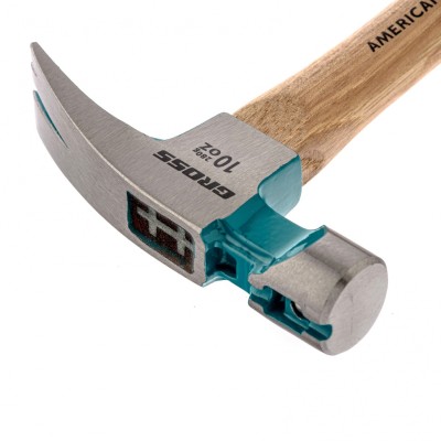 Молоток-гвоздодер, 280 г, угол 75, магнит, обрезиненная рукоятка American hickory GROSS Молоток-гвоздодер, 280 г, угол 75, магнит, обрезиненная рукоятка American hickory GROSS