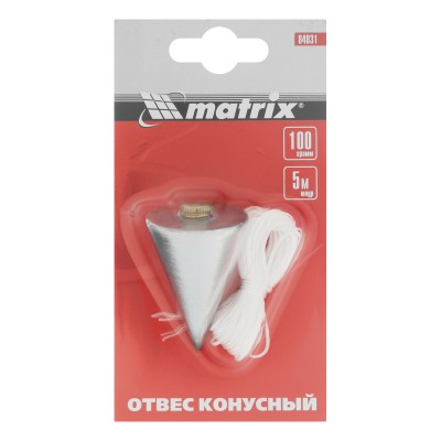 Отвес конусный, 100 г, шнур 5 м Matrix Отвес конусный, 100 г, шнур 5 м Matrix
