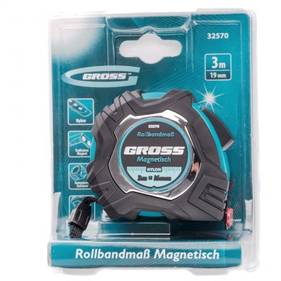 Рулетка Magnetisch 3 м х 16 мм,обрезиненный корпус,автоматическая фиксация,Нейлоновое покрытиеытие,зацеп с магнитом Gross Рулетка Magnetisch 3 м х 16 мм,обрезиненный корпус,автоматическая фиксация,Нейлоновое покрытиеытие,зацеп с магнитом Gross