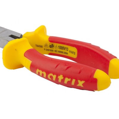 Длинногубцы изогнутые Insulated, 160 мм, двухкомпонентные рукоятки Matrix Professional Длинногубцы изогнутые Insulated, 160 мм, двухкомпонентные рукоятки Matrix Professional