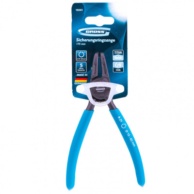 Съемник, 165 мм, для внешних стопорных колец (19-60 мм), изогнутые губки (разжим) Gross Съемник, 165 мм, для внешних стопорных колец (19-60 мм), изогнутые губки (разжим) Gross
