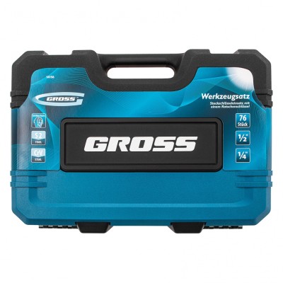 Набор инструментов 76 предметов, 120 зубьев, CrV1/4, 1/2" Gross Набор инструментов 76 предметов, 120 зубьев, CrV1/4, 1/2" Gross
