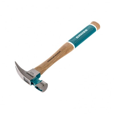 Молоток-гвоздодер, 280 г, угол 75, магнит, обрезиненная рукоятка American hickory GROSS Молоток-гвоздодер, 280 г, угол 75, магнит, обрезиненная рукоятка American hickory GROSS