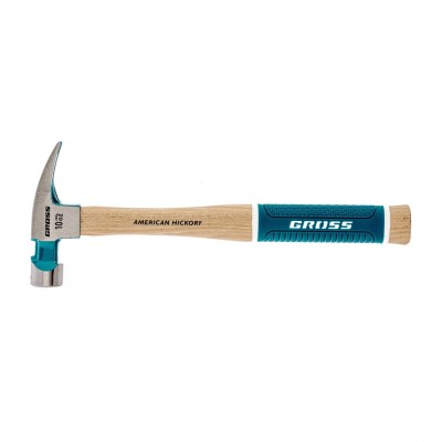 Молоток-гвоздодер, 280 г, угол 75, магнит, обрезиненная рукоятка American hickory GROSS Молоток-гвоздодер, 280 г, угол 75, магнит, обрезиненная рукоятка American hickory GROSS