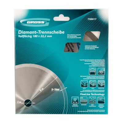 Диск алмазный, 180 х 22.2 мм, сплошной, мокрая резка Gross Диск алмазный, 180 х 22.2 мм, сплошной, мокрая резка Gross