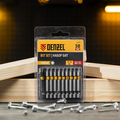 Бита TX 40х50, сталь S2, шестигранный профиль, 10 шт. Е 6,3 Denzel Бита TX 40х50, сталь S2, шестигранный профиль, 10 шт. Е 6,3 Denzel