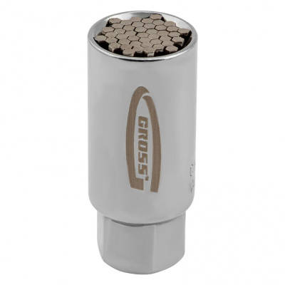 Головка торцевая многоразмерная, CrV, 6-21 мм, под квадрат 3/8, CrV, хромированная Gross Головка торцевая многоразмерная, CrV, 6-21 мм, под квадрат 3/8, CrV, хромированная Gross