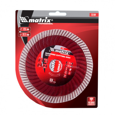 Диск алмазный, отрезной Turbo Extra, 125 х 22.2 мм, сухая резка Matrix Professional Диск алмазный, отрезной Turbo Extra, 125 х 22.2 мм, сухая резка Matrix Professional