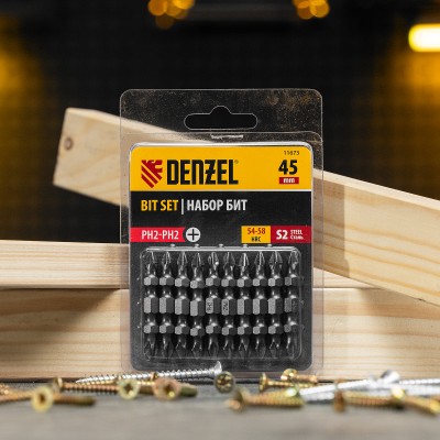 Бита двухсторонняя, PH2-PH2 х 45 мм, сталь S2, 10 шт. Denzel Бита двухсторонняя, PH2-PH2 х 45 мм, сталь S2, 10 шт. Denzel