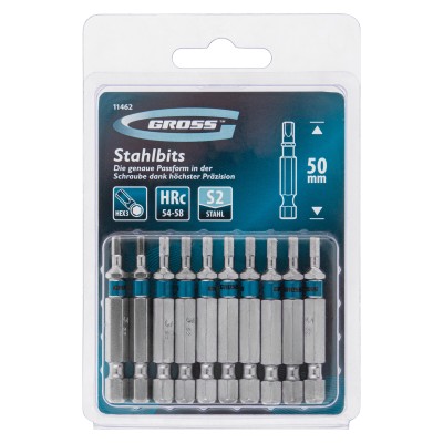 Бита HEX 3 х 50, сталь S2, 10 шт. Gross Бита HEX 3 х 50, сталь S2, 10 шт. Gross