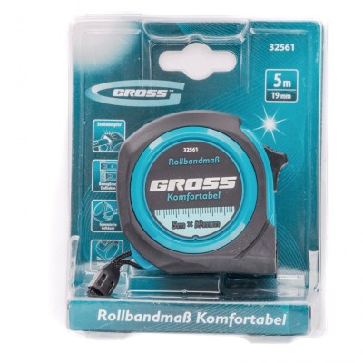 Рулетка Komfortabel 5 м х 19 мм,обрезиненный корпус Gross Рулетка Komfortabel 5 м х 19 мм,обрезиненный корпус Gross