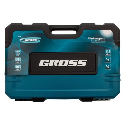 Набор инструментов 115 предметов, 120 зубьев, CrV, 1/4", 1/2" Gross Набор инструментов 115 предметов, 120 зубьев, CrV, 1/4", 1/2" Gross