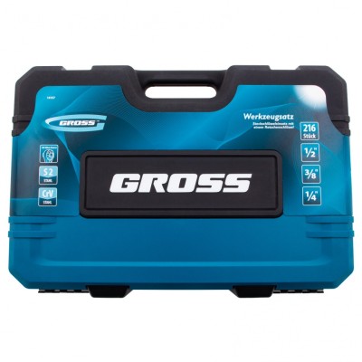 Набор инструментов 216 предметов, 120 зубьев, CrV 1/2", 3/8", 1/4" Gross Набор инструментов 216 предметов, 120 зубьев, CrV 1/2", 3/8", 1/4" Gross