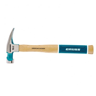 Молоток-гвоздодер, 450 г, угол 75, магнит, обрезиненная рукоятка American hickory GROSS Молоток-гвоздодер, 450 г, угол 75, магнит, обрезиненная рукоятка American hickory GROSS