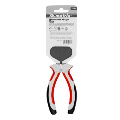 Длинногубцы прямые Premium, 180 мм, трехкомпонентные рукоятки Matrix Длинногубцы прямые Premium, 180 мм, трехкомпонентные рукоятки Matrix