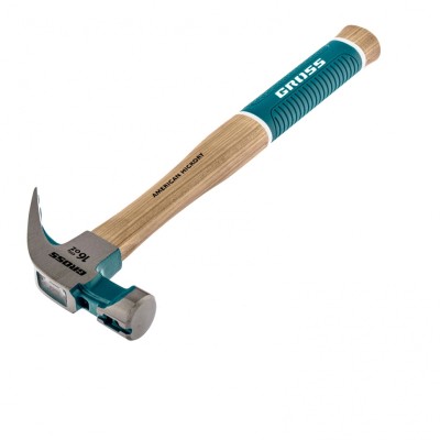 Молоток-гвоздодер, 450 г, угол 75, магнит, обрезиненная рукоятка American hickory GROSS Молоток-гвоздодер, 450 г, угол 75, магнит, обрезиненная рукоятка American hickory GROSS