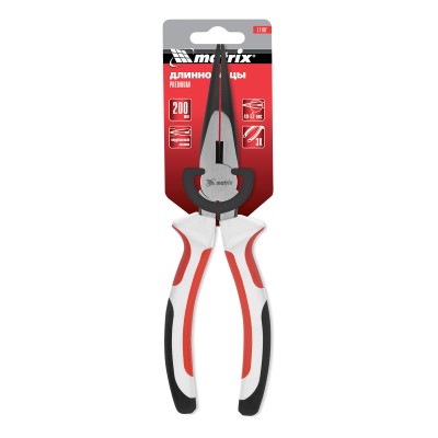 Длинногубцы прямые Premium, 200 мм, трехкомпонентные рукоятки Matrix Длинногубцы прямые Premium, 200 мм, трехкомпонентные рукоятки Matrix