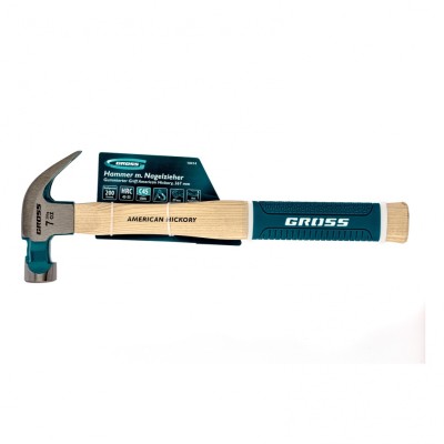 Молоток-гвоздодер, 200 г, угол 45, магнит, обрезиненная рукоятка American hickory GROSS Молоток-гвоздодер, 200 г, угол 45, магнит, обрезиненная рукоятка American hickory GROSS