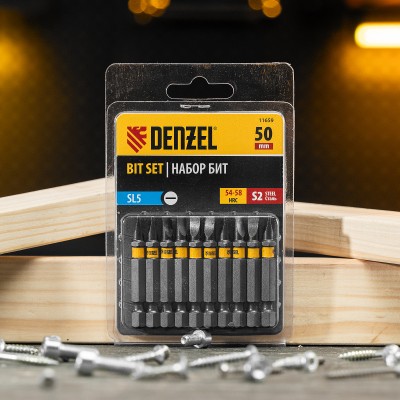 Бита SL5,0х50, сталь S2, шестигранный профиль, 10 шт. Е 6,3 Denzel Бита SL5,0х50, сталь S2, шестигранный профиль, 10 шт. Е 6,3 Denzel