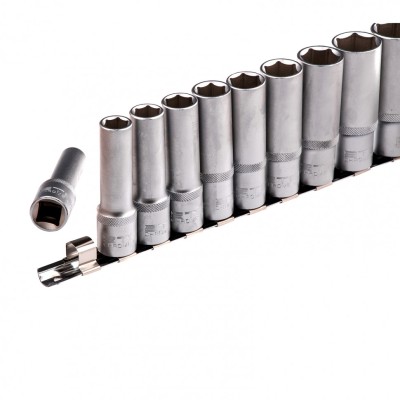 Набор удлиненных торцевых головок 1/2", шестигранные, CrV, 10 шт, 10-22 мм Stels Набор удлиненных торцевых головок 1/2", шестигранные, CrV, 10 шт, 10-22 мм Stels