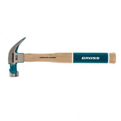 Молоток-гвоздодер, 450 г, угол 45, магнит, обрезиненная рукоятка American hickory GROSS Молоток-гвоздодер, 450 г, угол 45, магнит, обрезиненная рукоятка American hickory GROSS