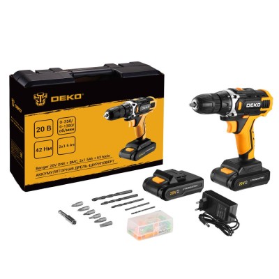 Дрель-шуруповерт аккумуляторная DEKO Banger 20V ONE + SET 63 Дрель-шуруповерт аккумуляторная DEKO Banger 20V ONE + SET 63