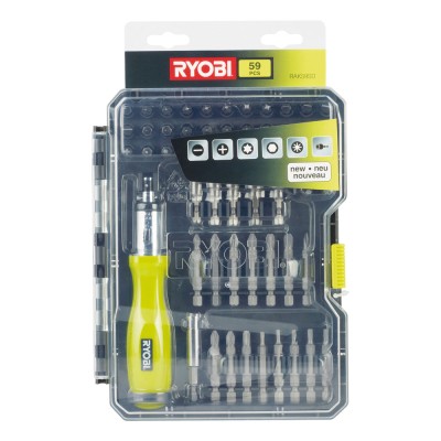 Набор бит и торцевых головок с отверткой RYOBI RAK59SD (59 шт.) Набор бит и торцевых головок с отверткой RYOBI RAK59SD (59 шт.)