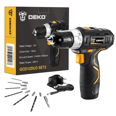 Дрель-шуруповерт аккумуляторная DEKO GCD12DU3 SET 2 Дрель-шуруповерт аккумуляторная DEKO GCD12DU3 SET 2