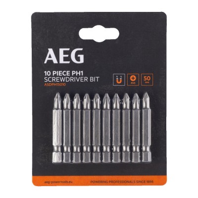 Набор бит РН1, 50 мм AEG ASDPH15010 (10 шт) Набор бит РН1, 50 мм AEG ASDPH15010 (10 шт)