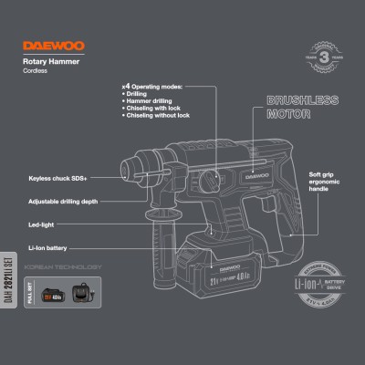 Перфоратор аккумуляторный DAEWOO DAH 2821 Li SET Перфоратор аккумуляторный DAEWOO DAH 2821 Li SET