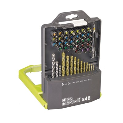 Набор сверл и бит RYOBI RAK46MiX (46 шт.) Набор сверл и бит RYOBI RAK46MiX (46 шт.)