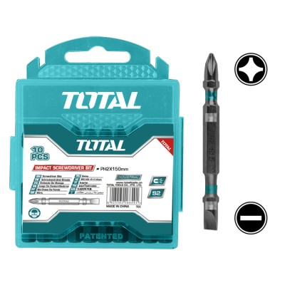 Бита ударная двухсторонняя PH2 + SL6,0 65 мм TOTAL TACIM16HL133 (10 шт) Бита ударная двухсторонняя PH2 + SL6,0 65 мм TOTAL TACIM16HL133 (10 шт)