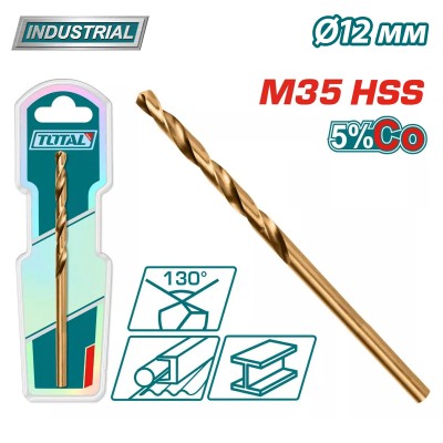 Сверло по металлу M35 HSS-CO 12мм TOTAL TAC11212001 Сверло по металлу M35 HSS-CO 12мм TOTAL TAC11212001