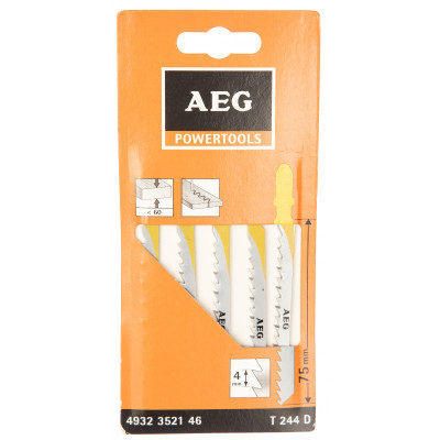 Пилка для лобзика (по дереву) AEG T244D 75х4,0 мм (5 шт.) Пилка для лобзика (по дереву) AEG T244D 75х4,0 мм (5 шт.)
