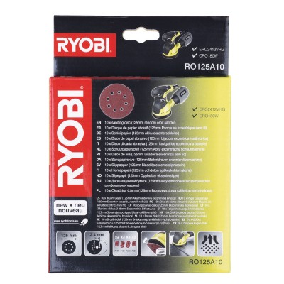 Набор шлифлистов 125 мм RYOBI RO125A10 (10 шт.) Набор шлифлистов 125 мм RYOBI RO125A10 (10 шт.)