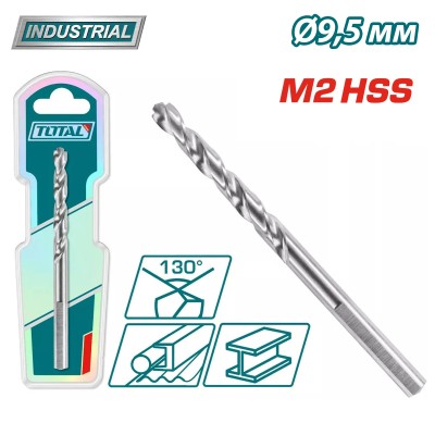 Сверло по металлу M2 HSS 9,5мм TOTAL TAC1200951 Сверло по металлу M2 HSS 9,5мм TOTAL TAC1200951