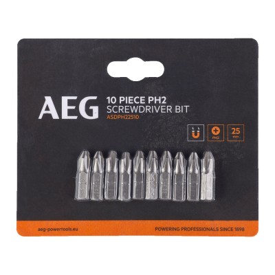 Набор бит РН2, 25 мм AEG ASDPH22510 (10 шт) Набор бит РН2, 25 мм AEG ASDPH22510 (10 шт)