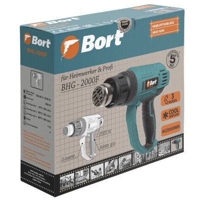 Фен строительный (термовоздуходувка) Bort BHG-2000F Фен строительный (термовоздуходувка) Bort BHG-2000F