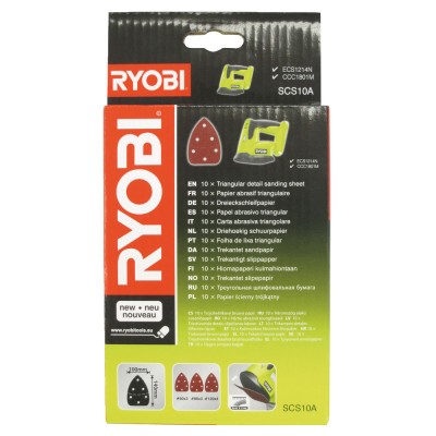 Набор шлифлистов RYOBI SCS10A1 (10 шт.) Набор шлифлистов RYOBI SCS10A1 (10 шт.)