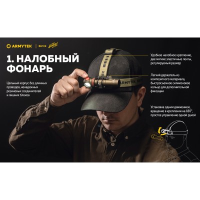 Фонарь Armytek Elf C2 USB-C Победа Белый Фонарь Armytek Elf C2 USB-C Победа Белый