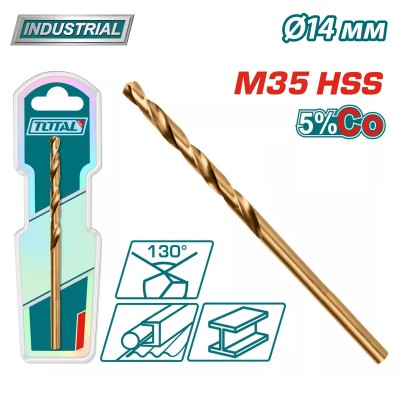Сверло по металлу M35 HSS-CO 14мм TOTAL TAC11214001 Сверло по металлу M35 HSS-CO 14мм TOTAL TAC11214001